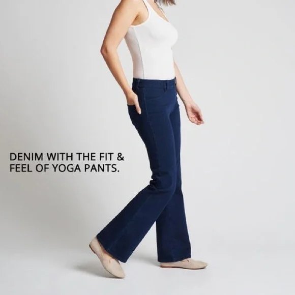 Betabrand Classic Boot Cut Yoga Denim, Dark Indigo, Size Xl Petite